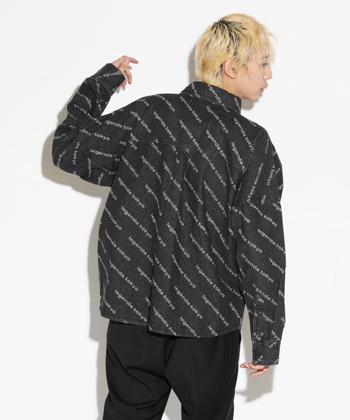 LEGENDA（レジェンダ）の「レジェンダ ロゴ パターン デニムシャツ / LEGENDA Logo Pattern Denim Shirt（シャツ/ブラウス・メンズ・ブラック/インディゴブルー・FREE）」の11枚目の写真