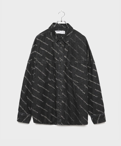 LEGENDA（レジェンダ）の「レジェンダ ロゴ パターン デニムシャツ / LEGENDA Logo Pattern Denim Shirt（シャツ/ブラウス・メンズ・ブラック/インディゴブルー・FREE）」の14枚目の写真