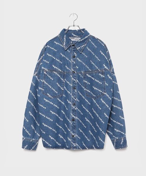 LEGENDA（レジェンダ）の「レジェンダ ロゴ パターン デニムシャツ / LEGENDA Logo Pattern Denim Shirt（シャツ/ブラウス・メンズ・ブラック/インディゴブルー・FREE）」の19枚目の写真