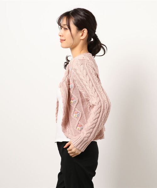 ピンクハウス　花刺繍　花編み込み　ニットカーディガン ピンク系 ピンクハウス 花刺繍 花編み込み ニットカーディガン ピンク系 - メルカリ