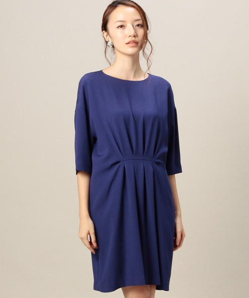 BEAUTY&YOUTH UNITED ARROWS(ビューティーアンドユースユナイテッドアローズ)の「BYDT ジョーゼットタックコクーン6分袖ドレス ◆(ドレス・レディース・ライトピンク/パープル・フリー)」の2枚目の写真