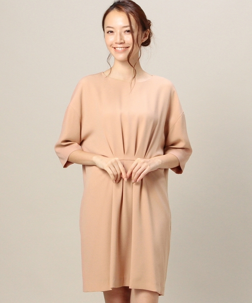 BEAUTY&YOUTH UNITED ARROWS(ビューティーアンドユースユナイテッドアローズ)の「BYDT ジョーゼットタックコクーン6分袖ドレス ◆(ドレス・レディース・ライトピンク/パープル・フリー)」の1枚目の写真