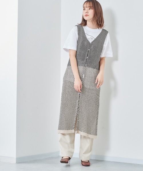 cepo(セポ)の「2WAYミックスニットワンピース(ワンピース・レディース・ブラック/イエロー/ブルー/レッド・M)」の2枚目の写真