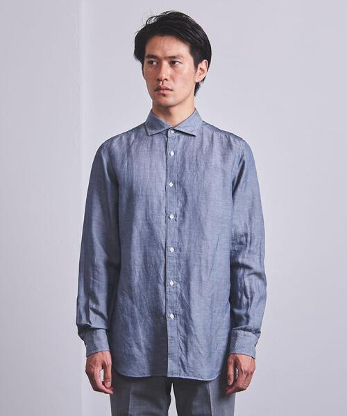 SOVEREIGN（ソブリン）の「＜SOVEREIGN（ソブリン）＞ レーヨン/リネン ワイドカラー シャツ◆（シャツ/ブラウス・メンズ・ホワイト/ネイビー/ロイヤルブルー・SMALL/MEDIUM/LARGE/X-LARGE）」の9枚目の写真