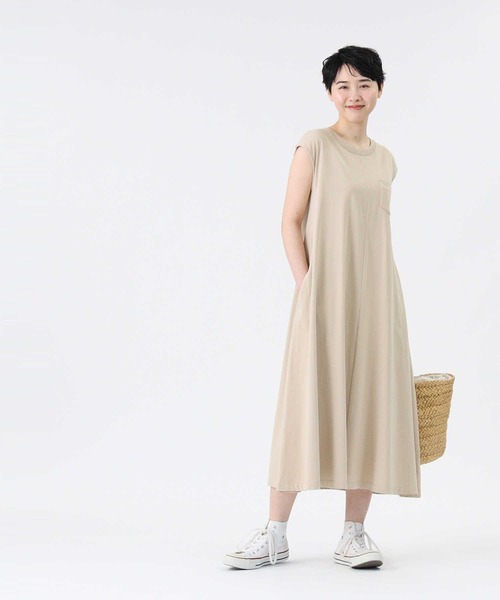 Lee（リー）の「【Lee】フレンチスリーブAラインワンピース（ワンピース・レディース・ブラック/ベージュ・L/M）」の15枚目の写真