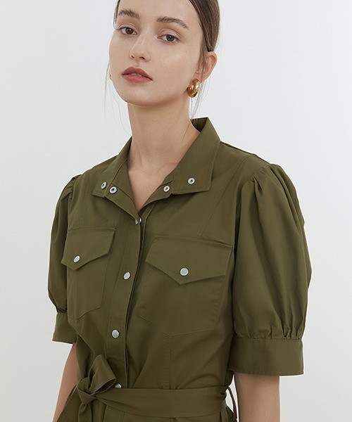 Fano Studios(ファノ ストゥディオズ)の「【Fano Studios】Stand collar military dress FX21L152(シャツワンピース・レディース・カーキ・M/S/L)」の6枚目の写真