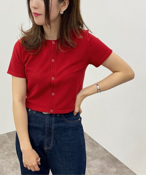 apres jour mignon（アプレジュールミニョン）の「ドットボタンショートトップス【ZOZOTOWN限定アイテム】（Tシャツ/カットソー・レディース・レッド/オフホワイト/グリーン/ナチュラル/ブラック・フリー）」の16枚目の写真