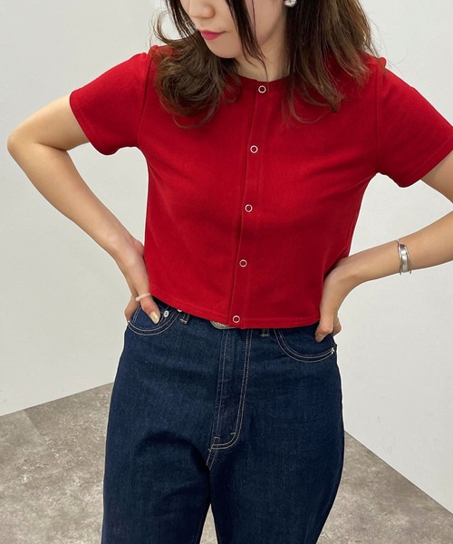 apres jour mignon（アプレジュールミニョン）の「ドットボタンショートトップス【ZOZOTOWN限定アイテム】（Tシャツ/カットソー・レディース・レッド/オフホワイト/グリーン/ナチュラル/ブラック・フリー）」の17枚目の写真