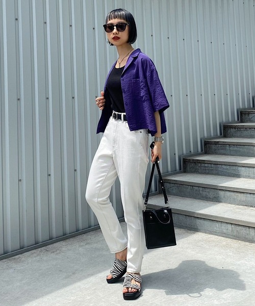 PAGEBOY（ページボーイ）の「ショートオープンカラーシャツ（シャツ/ブラウス・レディース・ブラック/パープル/オフホワイト/ブルー/イエロー系その他・FREE）」の19枚目の写真