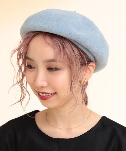 Ray BEAMS(レイビームス)の「Ray BEAMS / ウール ベレー帽(ハンチング/ベレー帽・レディース・ブラック/ベージュ/サックスブルー・ONE SIZE)」の10枚目の写真