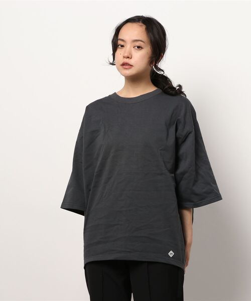 BROOKLYN OVERALL（ブルックリンオーバーオール）の「ハーフスリーブ　ドロップショルダーT（Tシャツ/カットソー・レディース・ホワイト/ネイビー/キャメル/オレンジ/カーキ/ベージュ/チャコールグレー・FREE）」の2枚目の写真