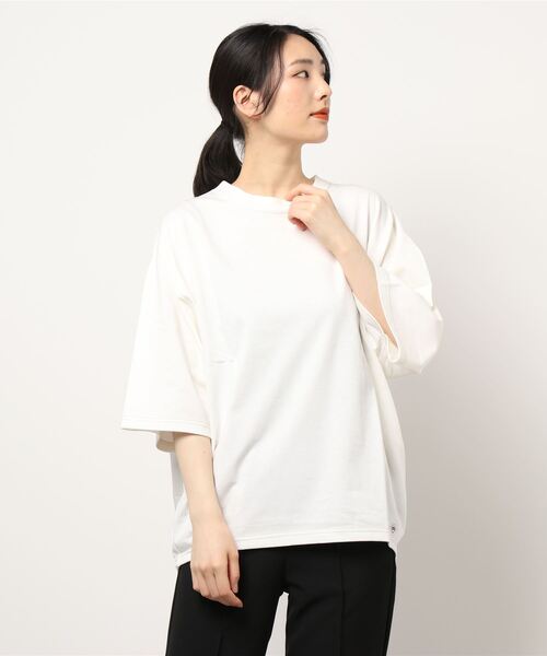 BROOKLYN OVERALL（ブルックリンオーバーオール）の「ハーフスリーブ　ドロップショルダーT（Tシャツ/カットソー・レディース・ホワイト/ネイビー/キャメル/オレンジ/カーキ/ベージュ/チャコールグレー・FREE）」の13枚目の写真