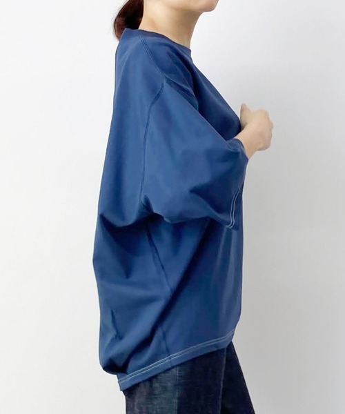 BROOKLYN OVERALL（ブルックリンオーバーオール）の「ハーフスリーブ　ドロップショルダーT（Tシャツ/カットソー・レディース・ホワイト/ネイビー/キャメル/オレンジ/カーキ/ベージュ/チャコールグレー・FREE）」の21枚目の写真