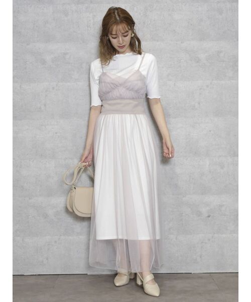 dazzlin（ダズリン）の「コルセットリブチュールキャミワンピース（ワンピース・レディース・ブラウン/グレー/オフホワイト・FREE）」の10枚目の写真