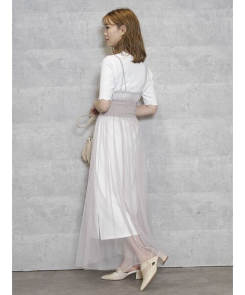 dazzlin（ダズリン）の「コルセットリブチュールキャミワンピース（ワンピース・レディース・ブラウン/グレー/オフホワイト・FREE）」の5枚目の写真