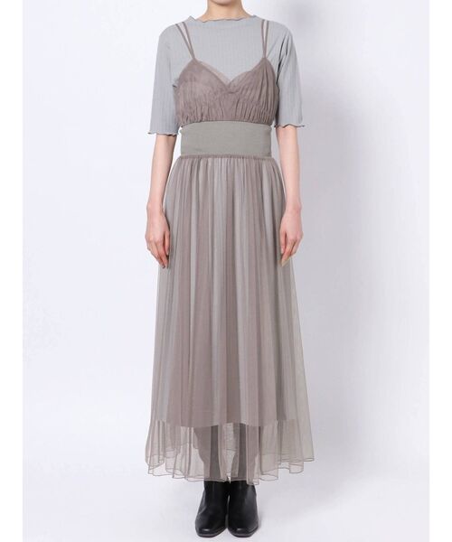 dazzlin（ダズリン）の「コルセットリブチュールキャミワンピース（ワンピース・レディース・ブラウン/グレー/オフホワイト・FREE）」の15枚目の写真