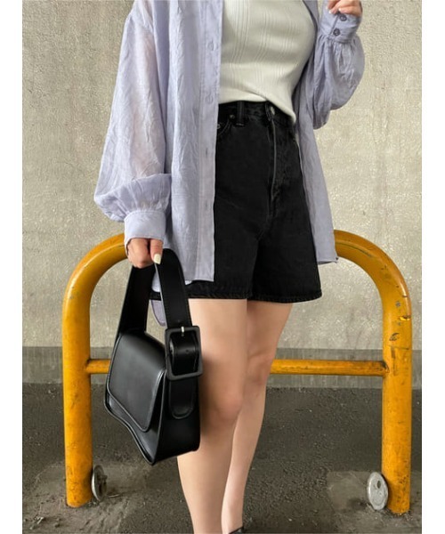 SLY（スライ）の「BRENDAN FLARE S/PT-E フレア ショートパンツ（デニムパンツ・レディース・ブラック・0/2/1）」の18枚目の写真