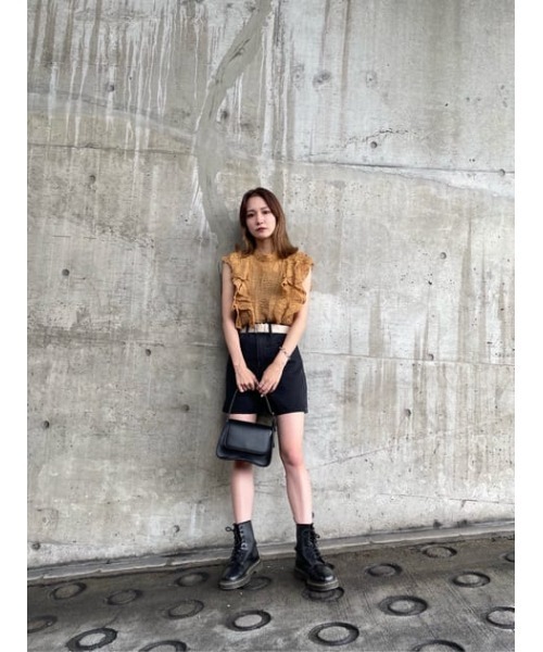 SLY（スライ）の「BRENDAN FLARE S/PT-E フレア ショートパンツ（デニムパンツ・レディース・ブラック・0/2/1）」の13枚目の写真