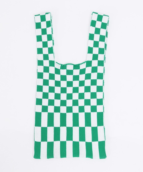 WC(ダブル シー)の「フラッグチェックニットトート(トートバッグ・レディース・ブラック/グリーン・FREE)」の10枚目の写真