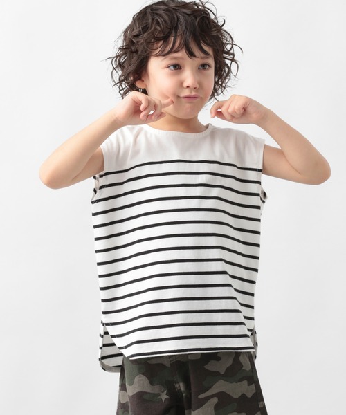 GLOBAL WORK（グローバルワーク）の「【キッズ】シャーベッＴＥＥボーダーノースリーブ/956889（Tシャツ/カットソー・キッズ・オフホワイト/スカイブルー/ブラック・110cm/140cm/150cm/160cm/130cm/100cm/120cm）」の5枚目の写真