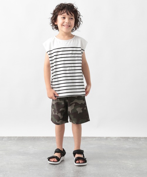 GLOBAL WORK（グローバルワーク）の「【キッズ】シャーベッＴＥＥボーダーノースリーブ/956889（Tシャツ/カットソー・キッズ・オフホワイト/スカイブルー/ブラック・110cm/140cm/150cm/160cm/130cm/100cm/120cm）」の7枚目の写真