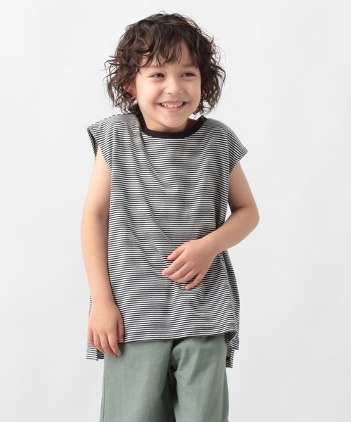 GLOBAL WORK（グローバルワーク）の「【キッズ】シャーベッＴＥＥボーダーノースリーブ/956889（Tシャツ/カットソー・キッズ・オフホワイト/スカイブルー/ブラック・110cm/140cm/150cm/160cm/130cm/100cm/120cm）」の8枚目の写真