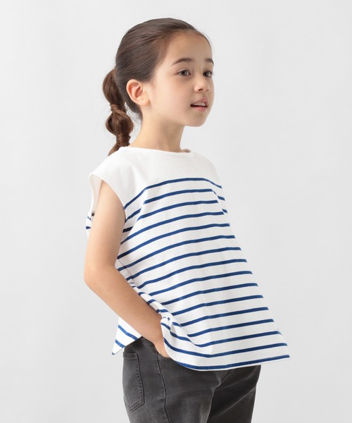 GLOBAL WORK（グローバルワーク）の「【キッズ】シャーベッＴＥＥボーダーノースリーブ/956889（Tシャツ/カットソー・キッズ・オフホワイト/スカイブルー/ブラック・110cm/140cm/150cm/160cm/130cm/100cm/120cm）」の13枚目の写真