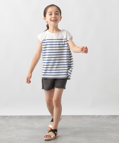 GLOBAL WORK（グローバルワーク）の「【キッズ】シャーベッＴＥＥボーダーノースリーブ/956889（Tシャツ/カットソー・キッズ・オフホワイト/スカイブルー/ブラック・110cm/140cm/150cm/160cm/130cm/100cm/120cm）」の14枚目の写真