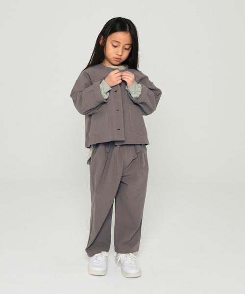 undeny.（アンディニ－）の「undeny.  ノーカラービッグJK（ノーカラージャケット・キッズ・ベージュ/カーキ/グレー/ブラウン・M/XL/L/S）」の14枚目の写真