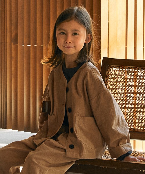 undeny.（アンディニ－）の「undeny.  ノーカラービッグJK（ノーカラージャケット・キッズ・ベージュ/カーキ/グレー/ブラウン・M/XL/L/S）」の11枚目の写真