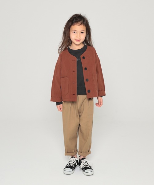 undeny.（アンディニ－）の「undeny.  ノーカラービッグJK（ノーカラージャケット・キッズ・ベージュ/カーキ/グレー/ブラウン・M/XL/L/S）」の10枚目の写真