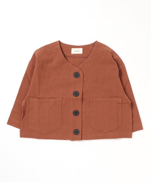 undeny.（アンディニ－）の「undeny.  ノーカラービッグJK（ノーカラージャケット・キッズ・ベージュ/カーキ/グレー/ブラウン・M/XL/L/S）」の6枚目の写真