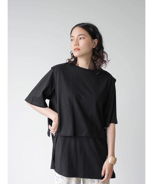 AMERICAN HOLIC（アメリカンホリック）の「レイヤードカットチュニック（Tシャツ/カットソー・レディース・ブラック/ブラウン・L/M）」の22枚目の写真