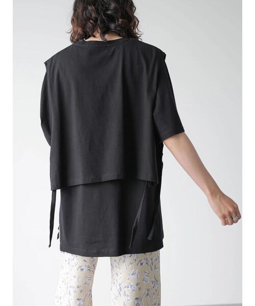 AMERICAN HOLIC（アメリカンホリック）の「レイヤードカットチュニック（Tシャツ/カットソー・レディース・ブラック/ブラウン・L/M）」の20枚目の写真