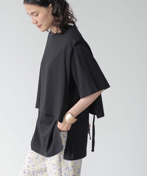 AMERICAN HOLIC（アメリカンホリック）の「レイヤードカットチュニック（Tシャツ/カットソー・レディース・ブラック/ブラウン・L/M）」の2枚目の写真