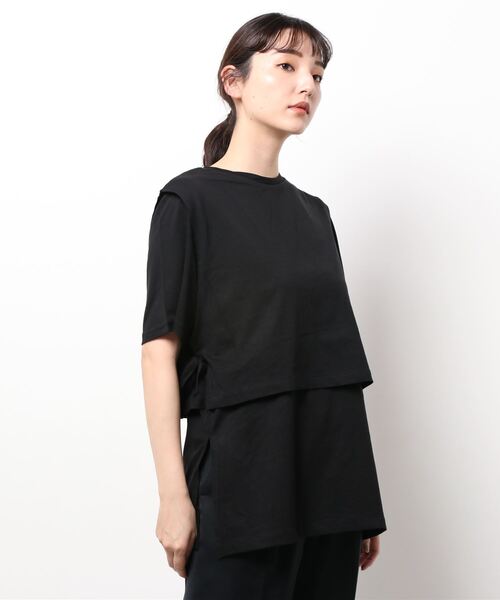 AMERICAN HOLIC（アメリカンホリック）の「レイヤードカットチュニック（Tシャツ/カットソー・レディース・ブラック/ブラウン・L/M）」の5枚目の写真