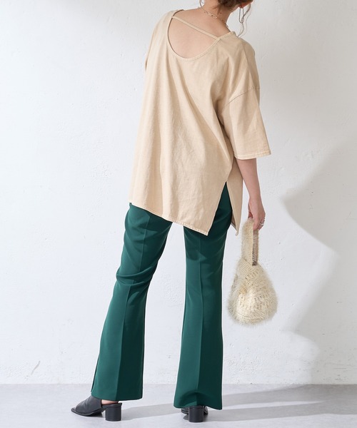 DISCOAT（ディスコート）の「【ARTEX/アルテックス】バックオープンチュニックロングTシャツ（Tシャツ/カットソー・レディース・ホワイト系その他/チャコールグレー・FREE）」の7枚目の写真