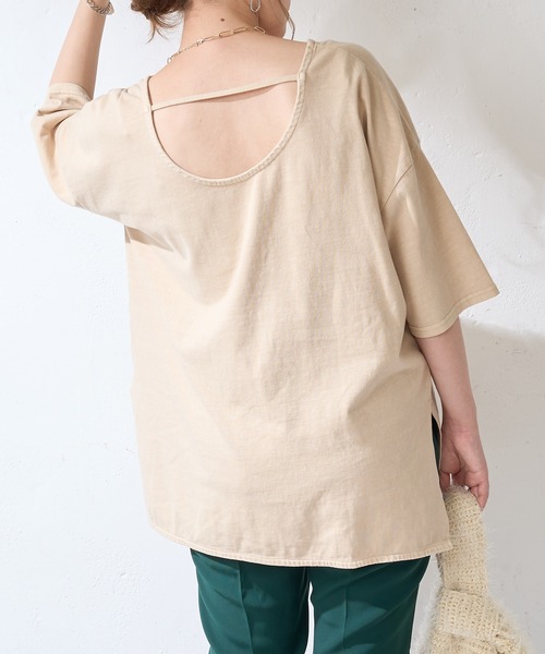 DISCOAT（ディスコート）の「【ARTEX/アルテックス】バックオープンチュニックロングTシャツ（Tシャツ/カットソー・レディース・ホワイト系その他/チャコールグレー・FREE）」の10枚目の写真