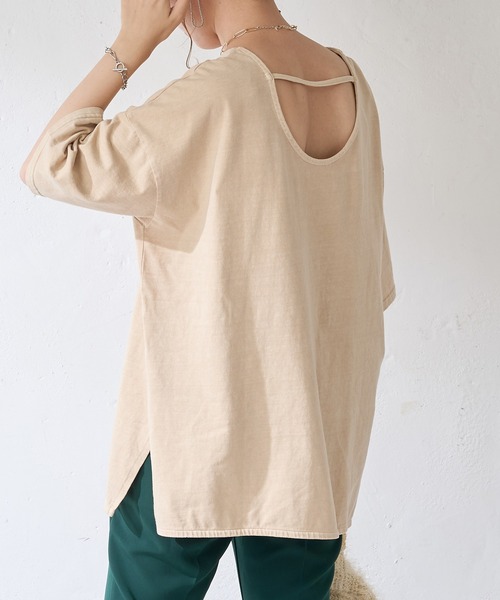 DISCOAT（ディスコート）の「【ARTEX/アルテックス】バックオープンチュニックロングTシャツ（Tシャツ/カットソー・レディース・ホワイト系その他/チャコールグレー・FREE）」の9枚目の写真