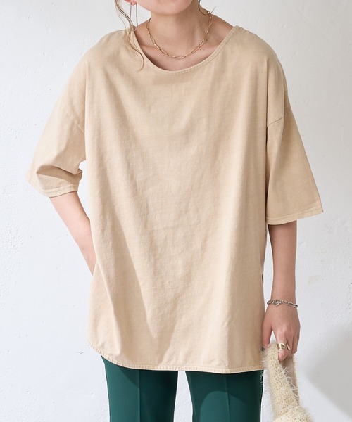 DISCOAT（ディスコート）の「【ARTEX/アルテックス】バックオープンチュニックロングTシャツ（Tシャツ/カットソー・レディース・ホワイト系その他/チャコールグレー・FREE）」の8枚目の写真