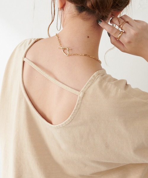 DISCOAT（ディスコート）の「【ARTEX/アルテックス】バックオープンチュニックロングTシャツ（Tシャツ/カットソー・レディース・ホワイト系その他/チャコールグレー・FREE）」の15枚目の写真