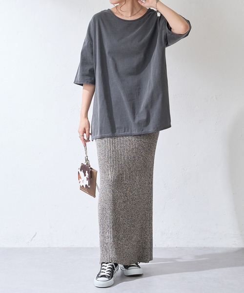 DISCOAT（ディスコート）の「【ARTEX/アルテックス】バックオープンチュニックロングTシャツ（Tシャツ/カットソー・レディース・ホワイト系その他/チャコールグレー・FREE）」の17枚目の写真