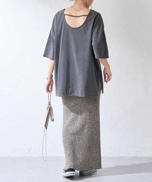 DISCOAT（ディスコート）の「【ARTEX/アルテックス】バックオープンチュニックロングTシャツ（Tシャツ/カットソー・レディース・ホワイト系その他/チャコールグレー・FREE）」の20枚目の写真