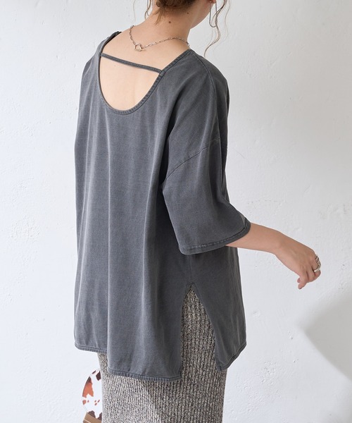 DISCOAT（ディスコート）の「【ARTEX/アルテックス】バックオープンチュニックロングTシャツ（Tシャツ/カットソー・レディース・ホワイト系その他/チャコールグレー・FREE）」の21枚目の写真