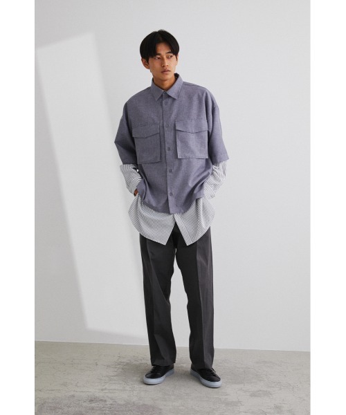 STYLEMIXER（スタイルミキサー）の「ストライプサファリシャツセット（その他トップス・メンズ・ベージュ/グレー・1/2/3）」の9枚目の写真