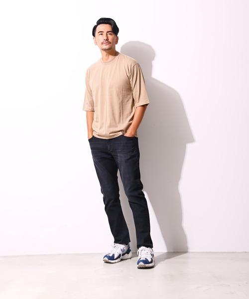 Blue Standard (ブルースタンダード)の「【BLUE STANDARD/ブルースタンダード】ほどよくオーバーサイズゆったりシルエット 天竺使用5分袖Tシャツ(Tシャツ/カットソー・メンズ・ホワイト/ブラック/ベージュ/ネイビー/ブラウン/オリーブ・MEDIUM/LARGE/X-LARGE)」の22枚目の写真