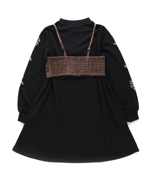 algy（アルジー）の「フェイクレザービスチェ＆ワンピセット（ワンピース・キッズ・ブラック/ベージュ/ピンク・SMALL/MEDIUM/X-SMALL/XX-SMALL/XXX-SMALL）」の6枚目の写真