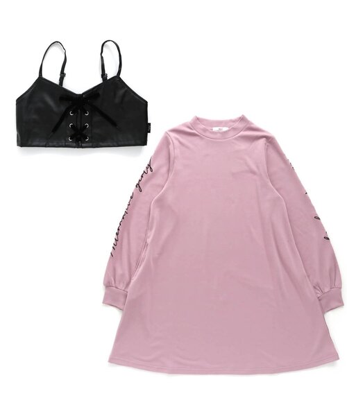 algy（アルジー）の「フェイクレザービスチェ＆ワンピセット（ワンピース・キッズ・ブラック/ベージュ/ピンク・SMALL/MEDIUM/X-SMALL/XX-SMALL/XXX-SMALL）」の9枚目の写真