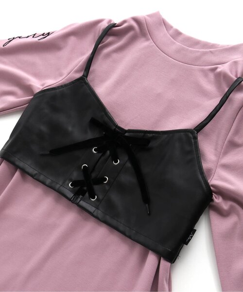 algy（アルジー）の「フェイクレザービスチェ＆ワンピセット（ワンピース・キッズ・ブラック/ベージュ/ピンク・SMALL/MEDIUM/X-SMALL/XX-SMALL/XXX-SMALL）」の15枚目の写真