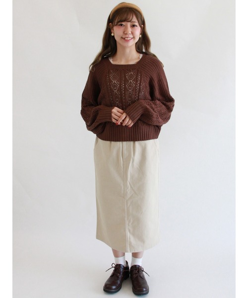 ehka sopo（エヘカソポ）の「ウエストフリルタイトスカート（スカート・レディース・ベージュ/カーキ/ミント・ﾌﾘ-）」の16枚目の写真